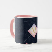 Navy Rosegold Monogram Gifts Girly Floral Pink Mok (Voorkant links)