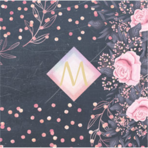 Navy Rosegold Monogram Gifts Girly Floral Pink Sticker