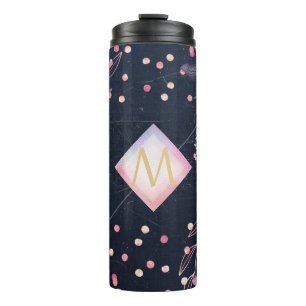 Navy Rosegold Monogram Gifts Girly Floral Pink Thermosbeker
