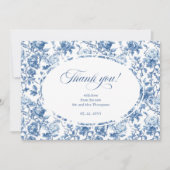 Navy Roses Floral Elegant Wedding Thank You Card Bedankkaart (Voorkant)