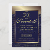 Navy Royal blauw en goud patroon grens verjaardag Kaart (Voorkant)