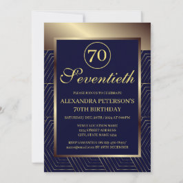 Navy Royal blauw en goud patroon grens verjaardag Kaart