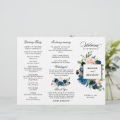 Navy Royal Blue Blush Pink Floral Tri-voudig Progr (Staand voorkant)