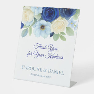 Navy Royal Bue Ivory Anemona Bruiloftsgeschenk Kaa Reclamebord Met Voetstuk