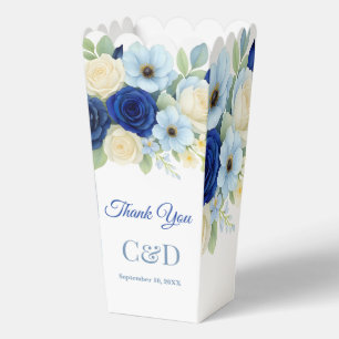 Navy Royal Bue Wedding Waterverf Ivoorbloemen Bedankdoosjes