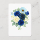 Navy Royal Bue Wedding Waterverf Ivoorbloemen Informatiekaartje (Achterkant)