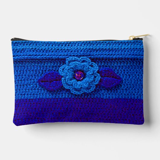 Navy Royal Deep Blue Flower Artisan Crochet Print Etui (Achterkant)
