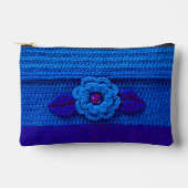 Navy Royal Deep Blue Flower Artisan Crochet Print Etui (Voorkant)
