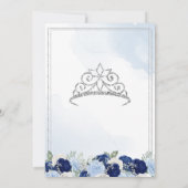 Navy Royal Light Blue Silver Roos Flor Quinceañera Kaart (Achterkant)