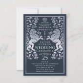 Navy Royal Lion middeleeuwse zilveren bruiloft uit Kaart (Voorkant)