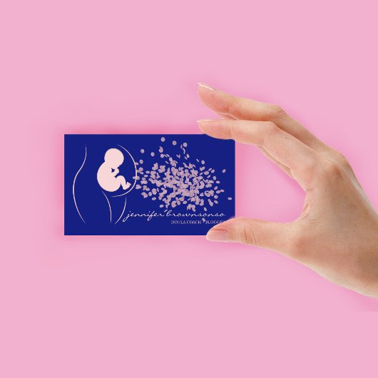 Navy Roze Baby Doula Geboortecoach Zwanger Visitekaartje