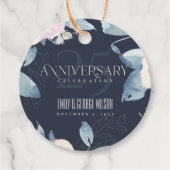 NAVY ROZE BLAUWE BLOEMEN 25E ELK JAAR JUBILEUM BEDANKJES LABELS (Voorkant)