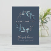 NAVY ROZE BLAUWE FAUNA KRANS CADEAU CERTIFICAAT KA FEESTDAGENKAART (Staand voorkant)