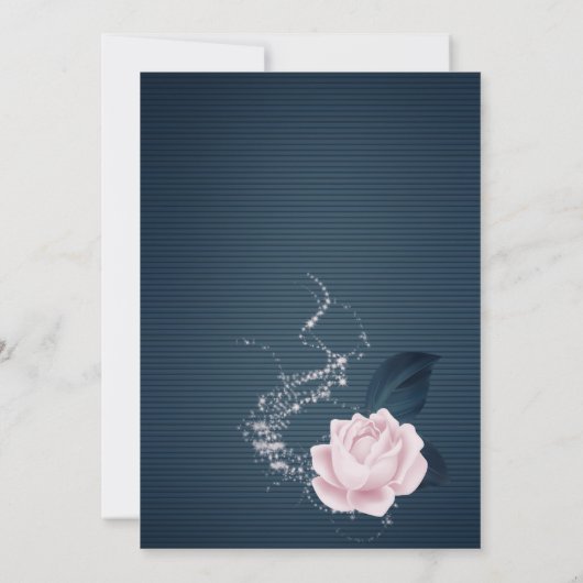 Navy & roze bloemenhart sparen de datum save the date (Achterkant)