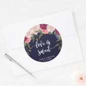 Navy roze bloemenliefde is zoete sticker gunsten (Envelop)