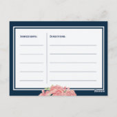 Navy roze blush bloemenbruid om receptkaart te zij briefkaart (Achterkant)