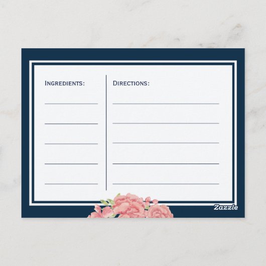 Navy roze blush bloemenbruid om receptkaart te zij briefkaart (Achterkant)