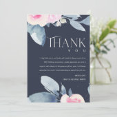 NAVY ROZE BLUWWE BLOEMEN 25E JUBILEUM ELK JAAR BEDANKKAART (Staand voorkant)