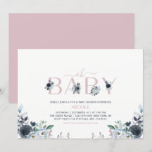 Navy & Roze Boho Floral Girl Baby shower