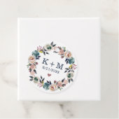 Navy Roze Bruiloft Vrijgezellenfeest Monogram Dank Bedankjes Labels (In situ)