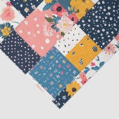 Navy Roze Cottagecore Bloemstukwerk Tissuepapier (Detail)