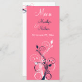 Navy, Roze, en Witte Bloemen Menu Kaart (Voorkant / Achterkant)