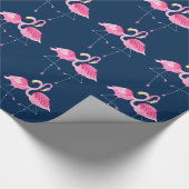 Navy & Roze flamingos in Love Pattern Cadeaupapier (Hoek)