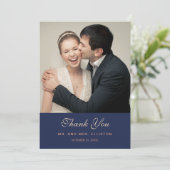 Navy & Roze Floral & Plant Patroon | Dank u wel Bedankkaart (Staand voorkant)