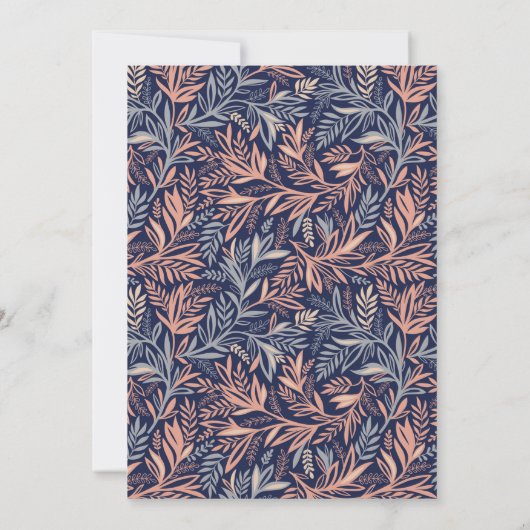 Navy & Roze Floral & Plant Patroon | Dank u wel Bedankkaart (Achterkant)