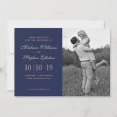 Navy & Roze Floral & Plant Patroon - sparen de Dat Save The Date (Voorkant)