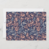 Navy & Roze Floral & Plant Patroon - sparen de Dat Save The Date (Achterkant)