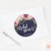 Navy roze floral vrijgezellenfeest sticker gunsten (Envelop)