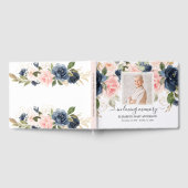 Navy Roze Foto Sympathie Uitvaart Waterverf Gastenboek (Volledig)