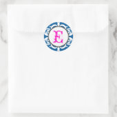 Navy roze gothic punk monogram initiaal bruiloft g ronde sticker (Tas)