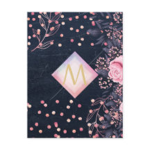 Navy Roze Goud Monogram Cadeaus Meisjesachtig Bloe