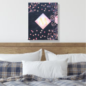 Navy Roze Goud Monogram Cadeaus Meisjesachtig Bloe Canvas Afdruk (Insitu (Slaapkamer))