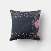 Navy Roze Goud Monogram Cadeaus Meisjesachtig Bloe Kussen (Achterkant)