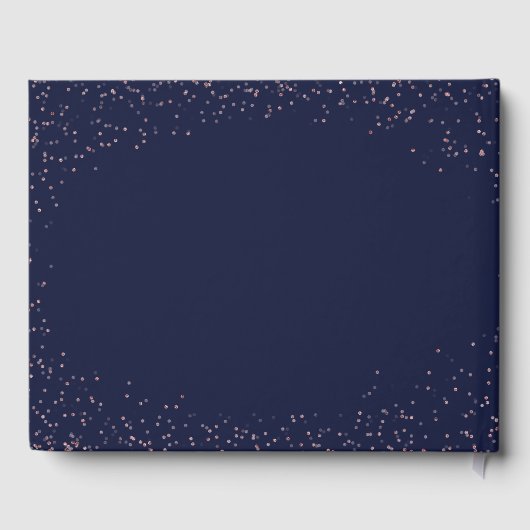 Navy Roze Gouden Glitters Elegante Jurk Bruidsmeis Gastenboek (Achterkant)
