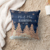 Navy Roze Gouden Glitters Winter Bos Mr en Mevrouw Kussen (Deken)