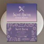 Navy Roze Gradient Kookgerei Bakkerij Visitekaartje