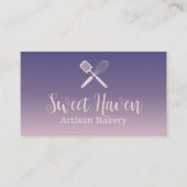 Navy Roze Gradient Kookgerei Bakkerij Visitekaartje (Voorkant)