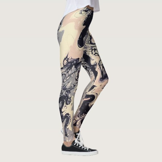 Navy, Roze, Lavender Abstracte Leggings - "Cha Cha (Rechts)
