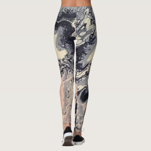 Navy, Roze, Lavender Abstracte Leggings - "Cha Cha (Achterkant)