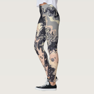 Navy, Roze, Lavender Abstracte Leggings - "Cha Cha