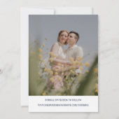 Navy Roze Mooie Bloemen Ampersand Foto Save The Date (Achterkant)