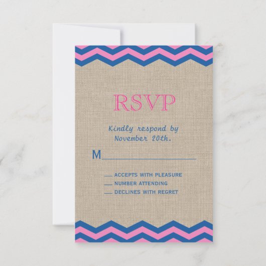 Navy & Roze Nautical RSVP (Achterkant)