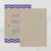 Navy & Roze Nautical RSVP Kaartje (Voorkant / Achterkant)