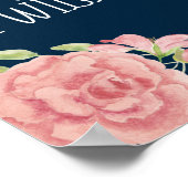 Navy roze pony's citeren trouwbord poster (Hoek)