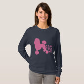 Navy roze roodles Vrouwen Lange hoes T Shirt (Voorkant volledig)