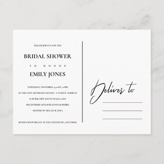 NAVY ROZE ROOS WATERVERF FLORALE BRUIDSSHOWER UITNODIGING BRIEFKAART (Achterkant)